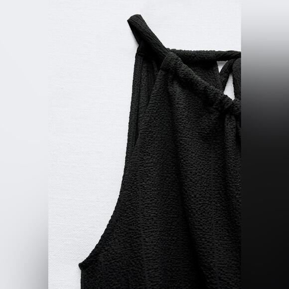 Zara Black HALTER NECK MIDI DRESS Size Extra Large XL - Picture 6 of 12